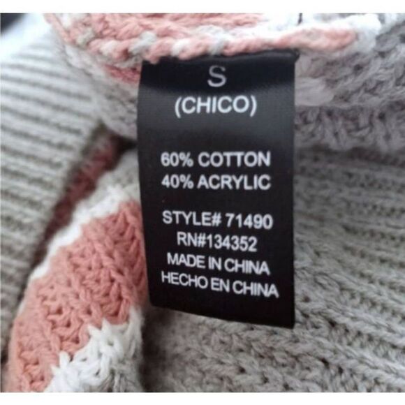 AMBIANCE APPAREL GRAY PINK & WHITE STRIPE SWEATER SZ.S EUC. - Picture 6 of 7